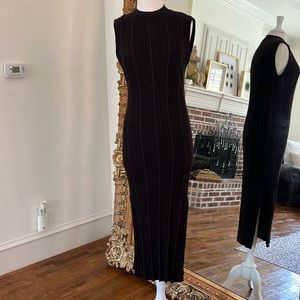 Naadam Silk and Cashemere black and brown Ribbed Sleeveless Dress!  Size Small